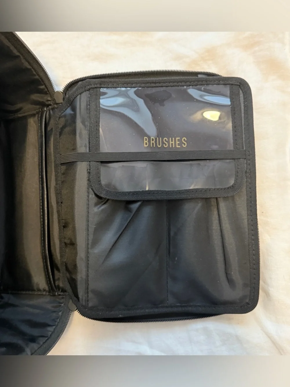 BEIS Black Structured Travel Cosmetic Case with Top Handle